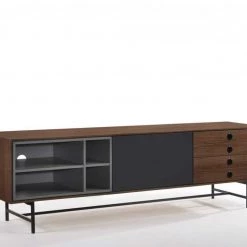 VIG Modrest Bronson Mid-Century Modern Walnut & Grey TV Stand Side & Console Table