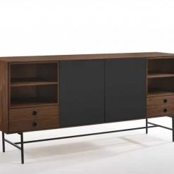 VIG Living Room Modrest Bronson Mid-Century Modern Walnut & Grey Buffet