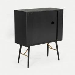 VIG Living Room Modrest Billy Modern Black Oak & Gold Tall Buffet