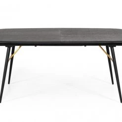 VIG Dining Room Modrest Billy Modern Black Oak & Gold Extendable Dining Table