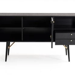 VIG Living Room Modrest Billy Modern Black Oak & Gold Buffet