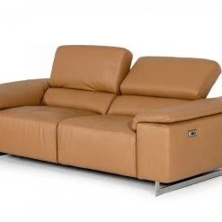 VIG Estro Salotti Blossom Modern Cognac Leather Dual Reclining Sofa
