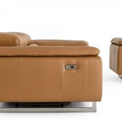 VIG Estro Salotti Blossom Modern Cognac Leather Dual Reclining Sofa