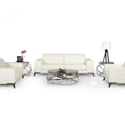 VIG Estro Salotti Bolton Italian Modern White Leather Sofa Set Living Room