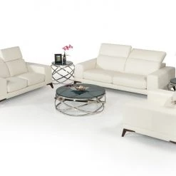 VIG Estro Salotti Bolton Italian Modern White Leather Sofa Set Living Room