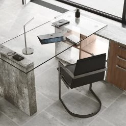 VIG Office Nova Domus Boston Modern Glass & Faux Concrete Desk