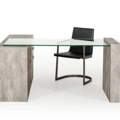 VIG Office Nova Domus Boston Modern Glass & Faux Concrete Desk