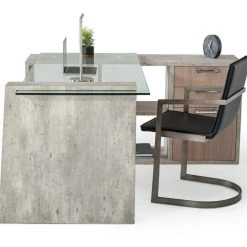 VIG Office Nova Domus Boston Modern Glass & Faux Concrete Desk
