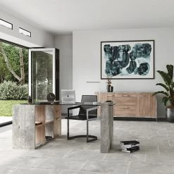 VIG Office Nova Domus Boston Modern Glass & Faux Concrete Desk