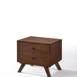 VIG Modrest Addison Mid-Century Modern Grey & Walnut Bedroom Set Beds & Headboards