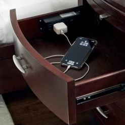 Modus Furniture Brighton Nightstand With Charging Station Bedroom