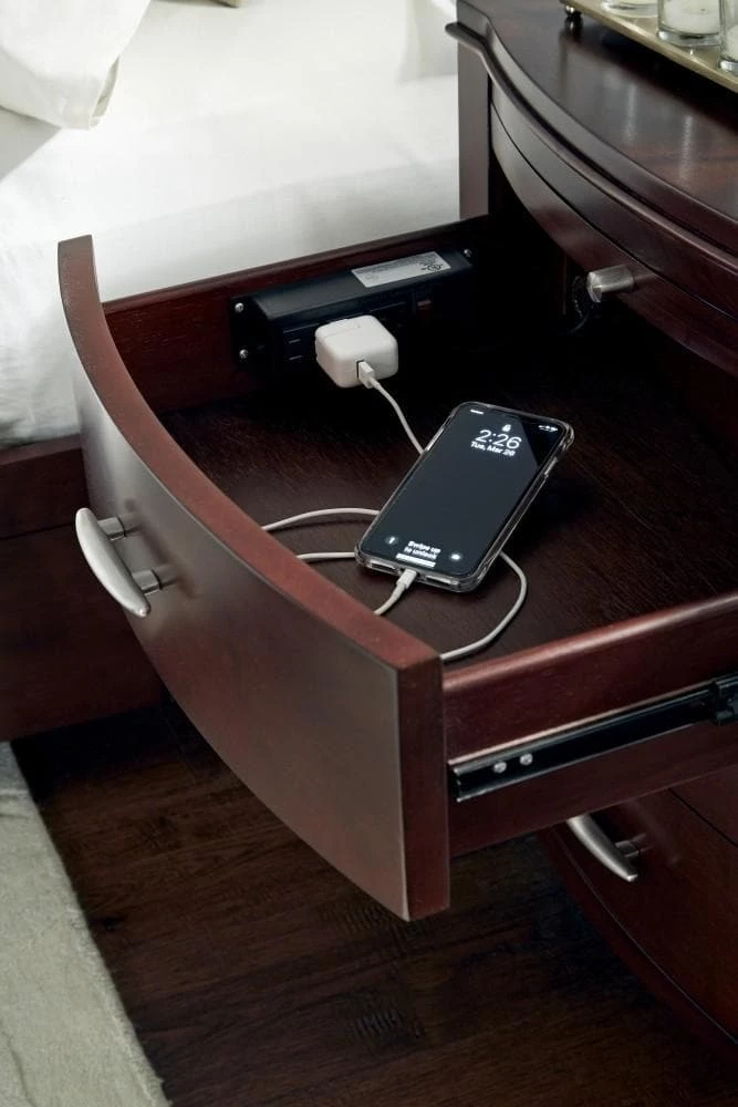 Modus Furniture Brighton Nightstand With Charging Station Bedroom