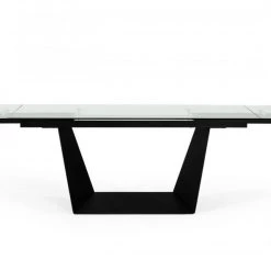 VIG Modrest Bronwin - Modern Glass & Black Metal Extendable Dining Table