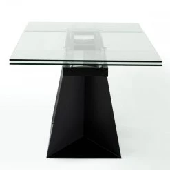 VIG Modrest Bronwin - Modern Glass & Black Metal Extendable Dining Table