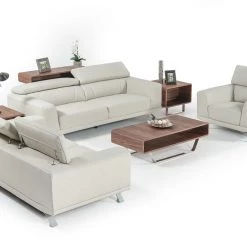 VIG Living Room Divani Casa Brustle Modern Light Grey Eco-Leather Sofa Set