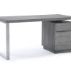 VIG Office Modrest Carson Modern Grey Elm & Stainless Steel Desk