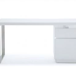VIG Modrest Carson Modern White & Stainless Steel Desk