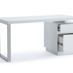 VIG Modrest Carson Modern White & Stainless Steel Desk