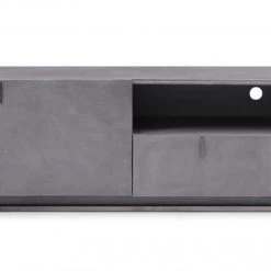 VIG Side & Console Table Modrest Buckley - Modern Grey Crackle TV Stand