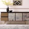 VIG Modrest Phelan - Modern Smoked Ash & Brass Buffet Living Room
