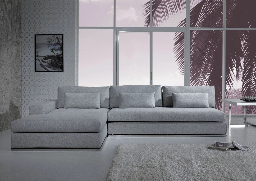 VIG Living Room Divani Casa Ashfield - Modern Grey Fabric Left Facing Sectional Sofa