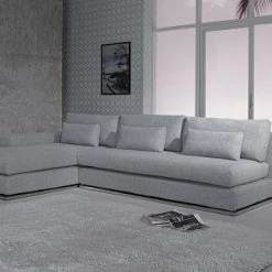 VIG Living Room Divani Casa Ashfield - Modern Grey Fabric Left Facing Sectional Sofa