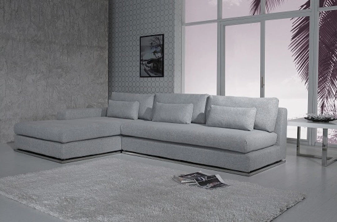 VIG Living Room Divani Casa Ashfield - Modern Grey Fabric Left Facing Sectional Sofa
