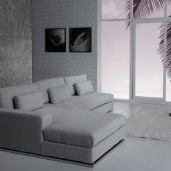 VIG Living Room Divani Casa Ashfield - Modern Grey Fabric Left Facing Sectional Sofa