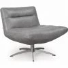 Living Room Moroni Alfio Cloud Top Grain Leather Mid-Century Swivel Chair