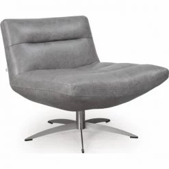 Living Room Moroni Alfio Cloud Top Grain Leather Mid-Century Swivel Chair