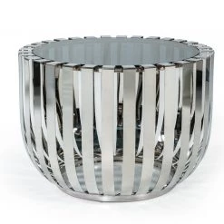 VIG Living Room Modrest Cage Modern Stainless Steel Table W/ Glass Top