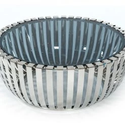 VIG Living Room Modrest Cage Modern Stainless Steel Table W/ Glass Top