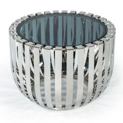 VIG Living Room Modrest Cage Modern Stainless Steel Table W/ Glass Top