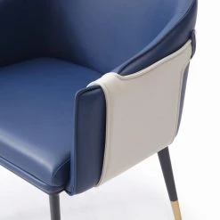 VIG Modrest Calder - Blue & Beige Bonded Leather Dining Chair Dining Room