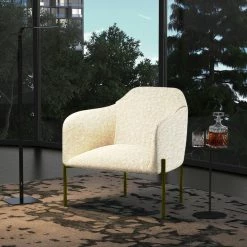 VIG Divani Casa Calhan - White Sherpa Accent Chair Living Room
