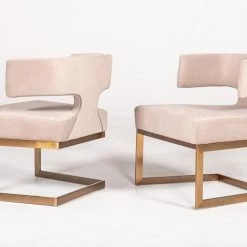 VIG Modrest Calvo Modern Off-White Velvet & Brass Dining Chair Dining Room