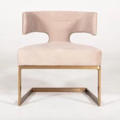 VIG Modrest Calvo Modern Off-White Velvet & Brass Dining Chair Dining Room