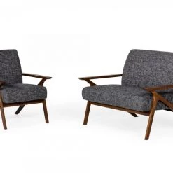VIG Modrest Candea - Mid-Century Walnut And Grey Loveseat Living Room