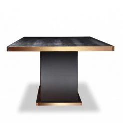 VIG A&X Talin Modern Black Crocodile & Rosegold Dining Table By Hollywood Glam Dining Room