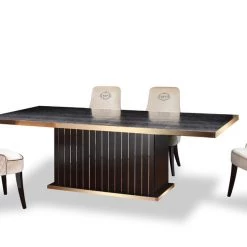 VIG A&X Talin Modern Black Crocodile & Rosegold Dining Table By Hollywood Glam Dining Room