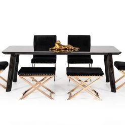 VIG Modrest Chadwick Modern Ebony & Rosegold Dining Table