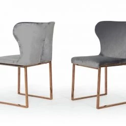 VIG Modrest Chadwick Modern Grey Velvet & Rosegold Dining Chair