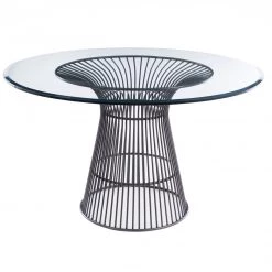 VIG Modrest Chandler - Modern Round Glass & Black Stainless Steel Dining Table Dining Room
