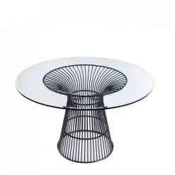 VIG Modrest Chandler - Modern Round Glass & Black Stainless Steel Dining Table Dining Room