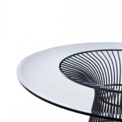 VIG Modrest Chandler - Modern Round Glass & Black Stainless Steel Dining Table Dining Room
