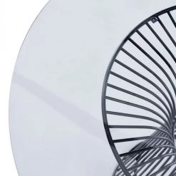 VIG Modrest Chandler - Modern Round Glass & Black Stainless Steel Dining Table Dining Room