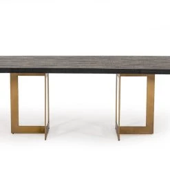 VIG Dining Room Modrest Cheryl Modern Black Acacia & Antique Brass Dining Table