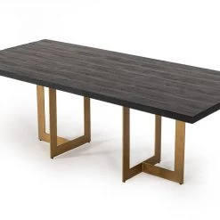 VIG Dining Room Modrest Cheryl Modern Black Acacia & Antique Brass Dining Table