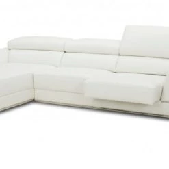 VIG Divani Casa Chrysanthemum Mini - Modern White Leather Left Facing Sectional Sofa Living Room