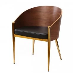 VIG Modrest Claret - Modern Walnut & Black Leatherette Accent Chair